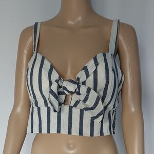 Haute Monde Womens Black Crop Top‎ Stripe Size XL